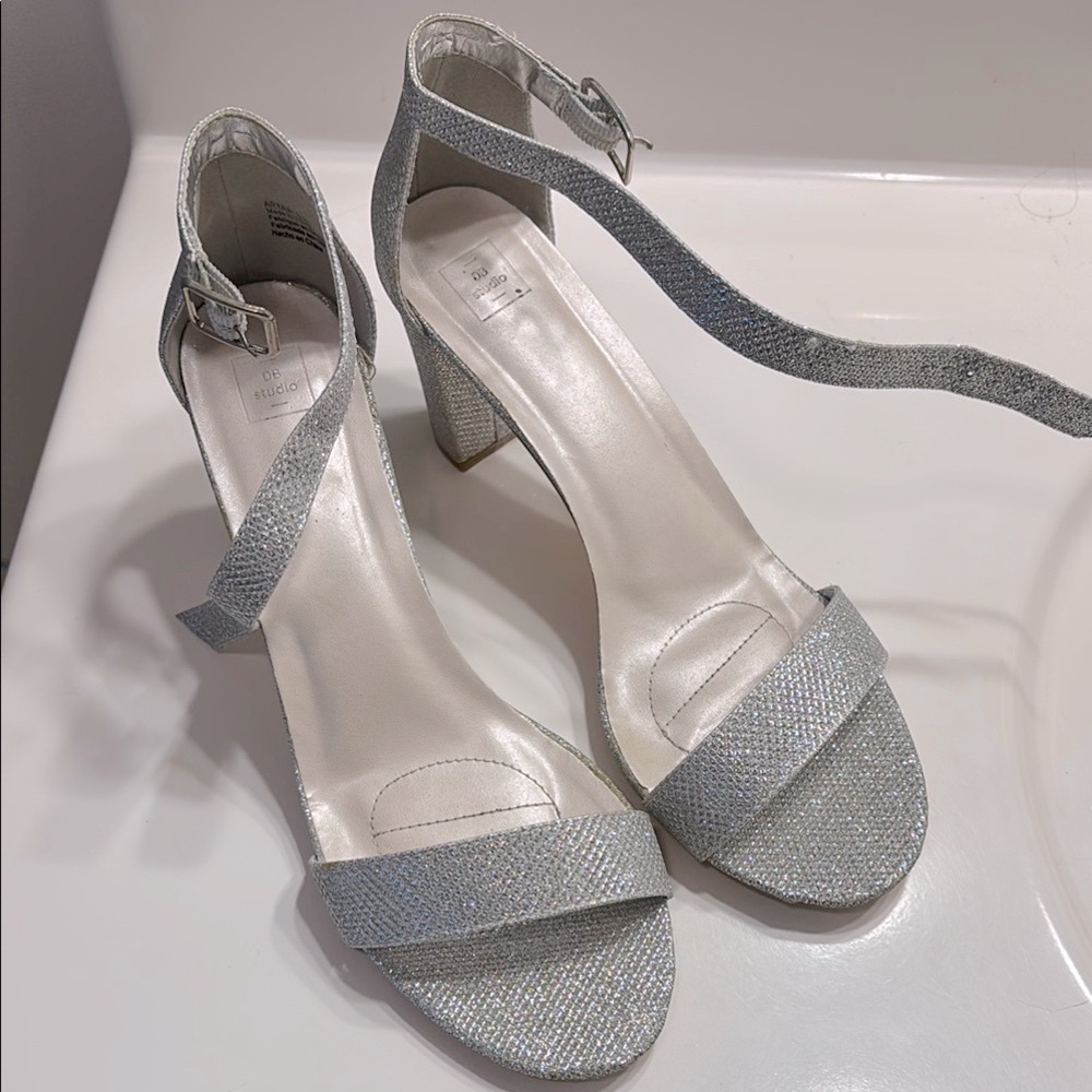 DB Studio Sparkly Silver Block Heel